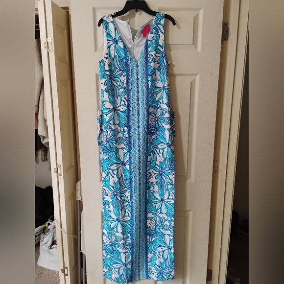 Womens Lilly Pulitzer Donna Maxi Romper Succulent Blue Size 2 Never worn - Picture 7 of 11